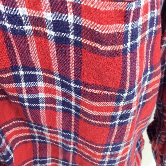 RL Utility Denim & Supply Ralph Lauren Top Womens Medium Linen Red Blue Plaid - Picture 9 of 10